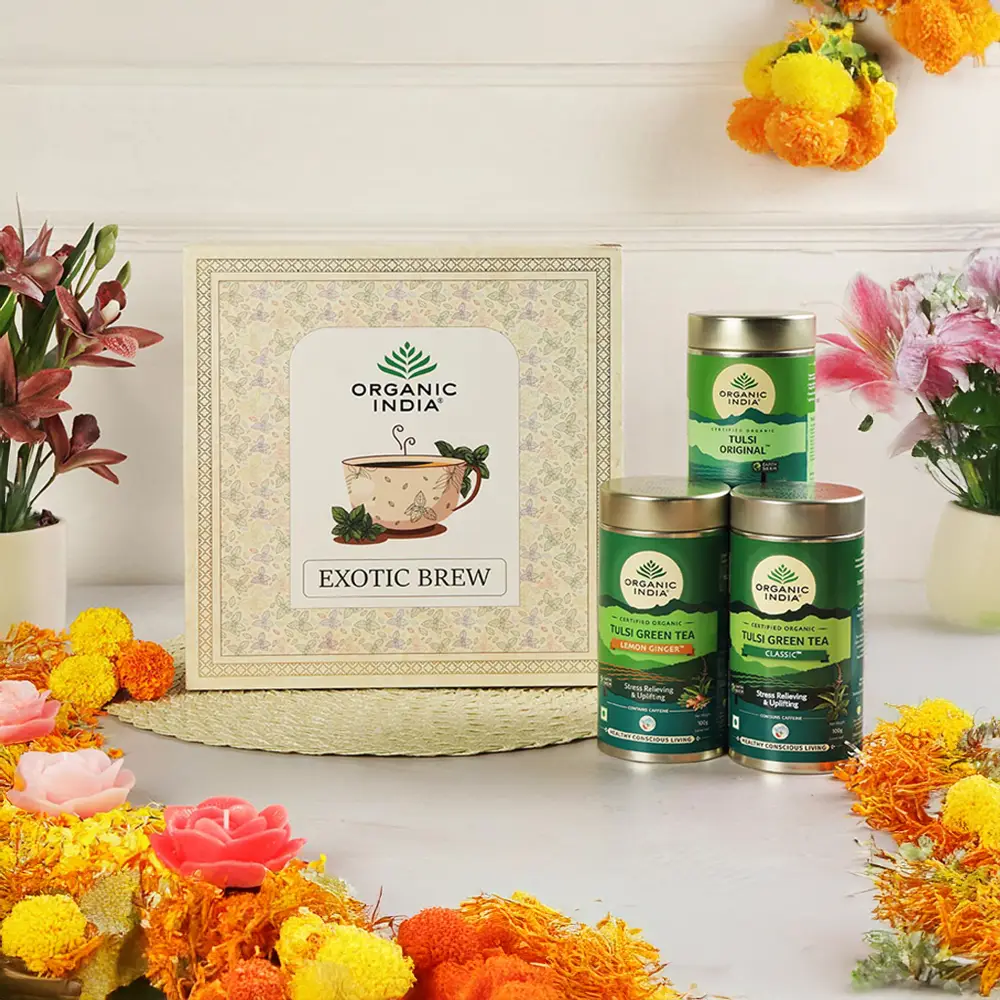 Organic India Exotic Brew Gift Set – Tulsi Green Tea Collection